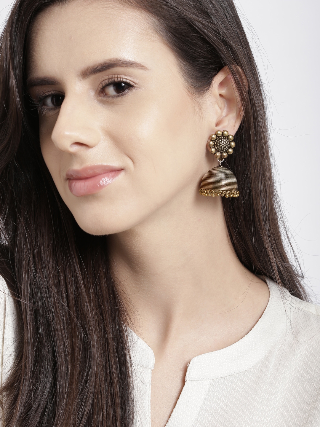 Buy FIROZA Oxidised Silver Toned Jhumka Earrings  Earrings for Women  1595680  Myntra