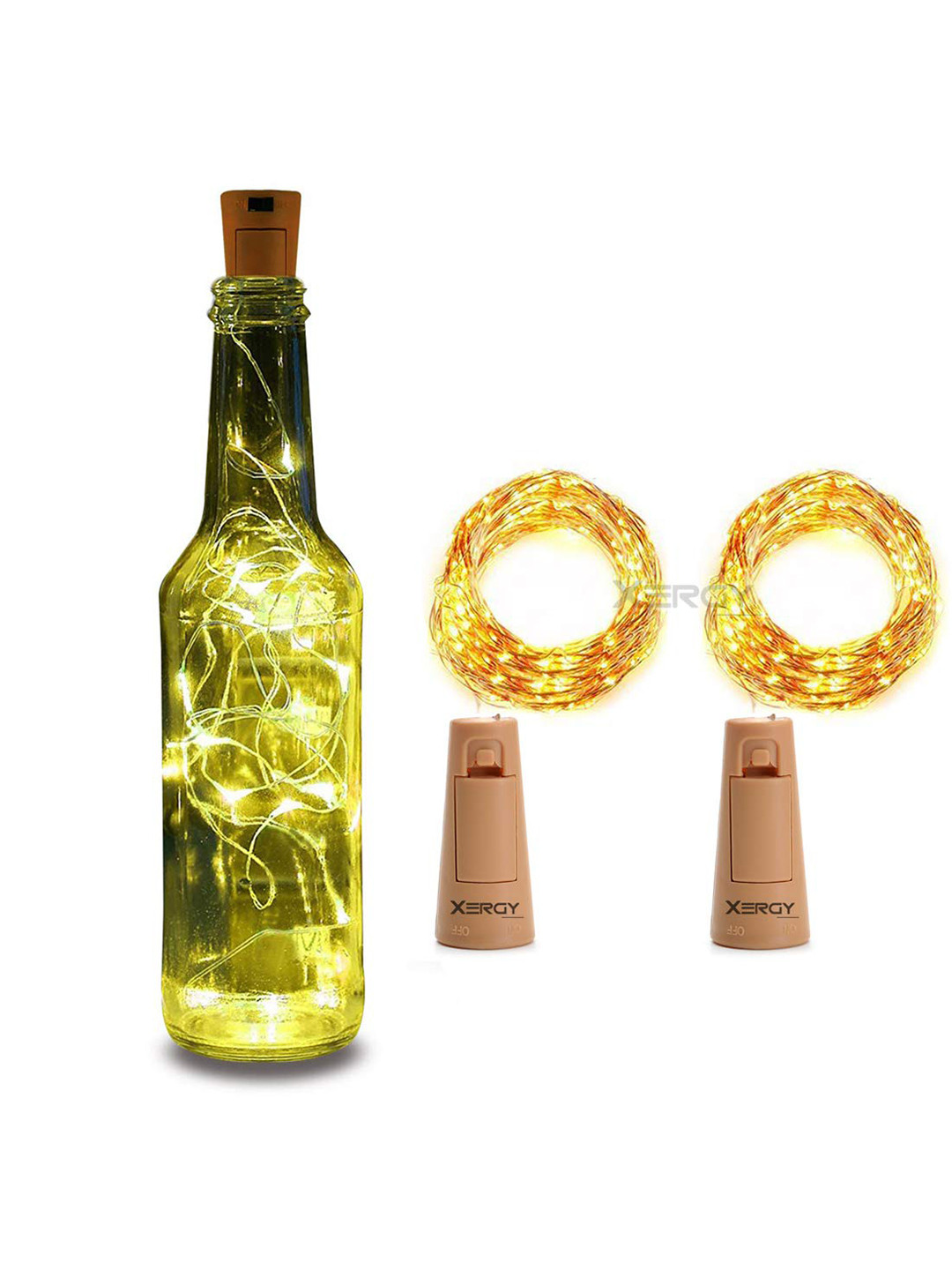 XERGY Pack Of 2 Yellow Fairy String Diwali Lights - Cork String Light - 2 meter