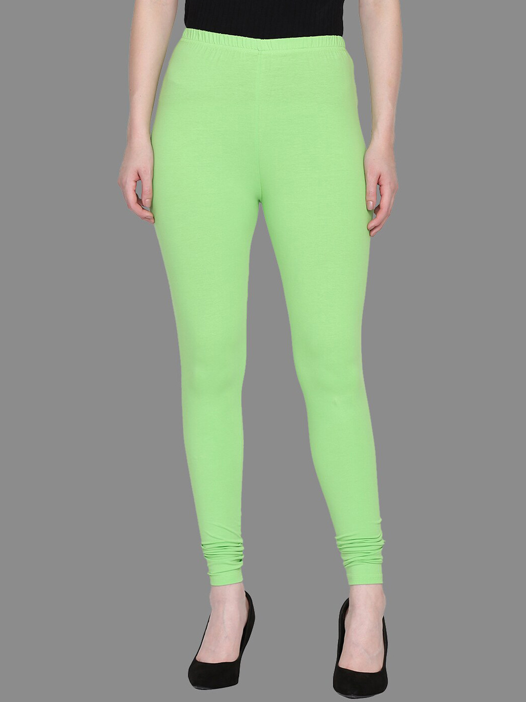 SPIFFY Women Plus Size Green Solid Churidar Length Legging