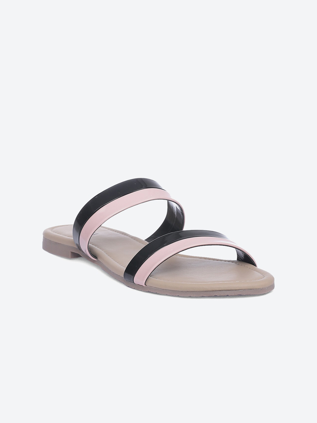 Biba Women Pink Colourblocked Open Toe Flats with Buckles