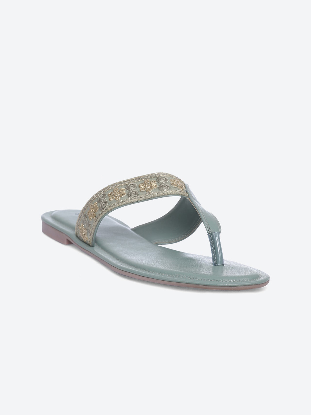 Biba Women Green Textured Open Toe Flats
