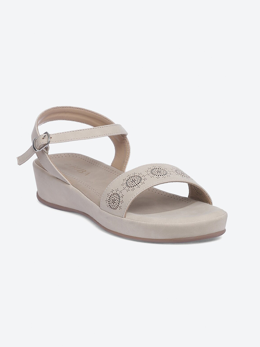 Biba Off White PU Comfort Heels