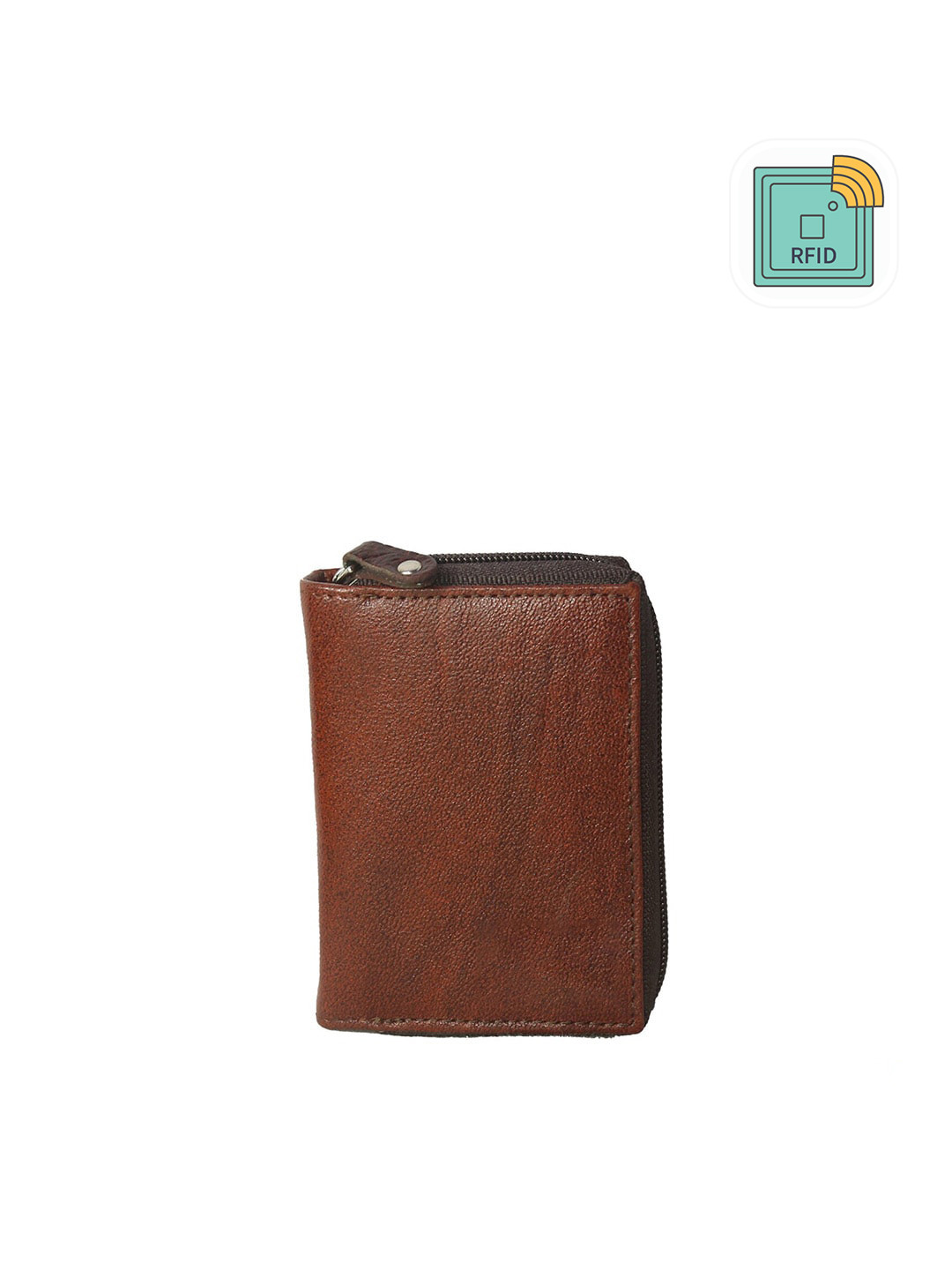 Style Shoes Men Brown & Black Leather Zip Around Wallet