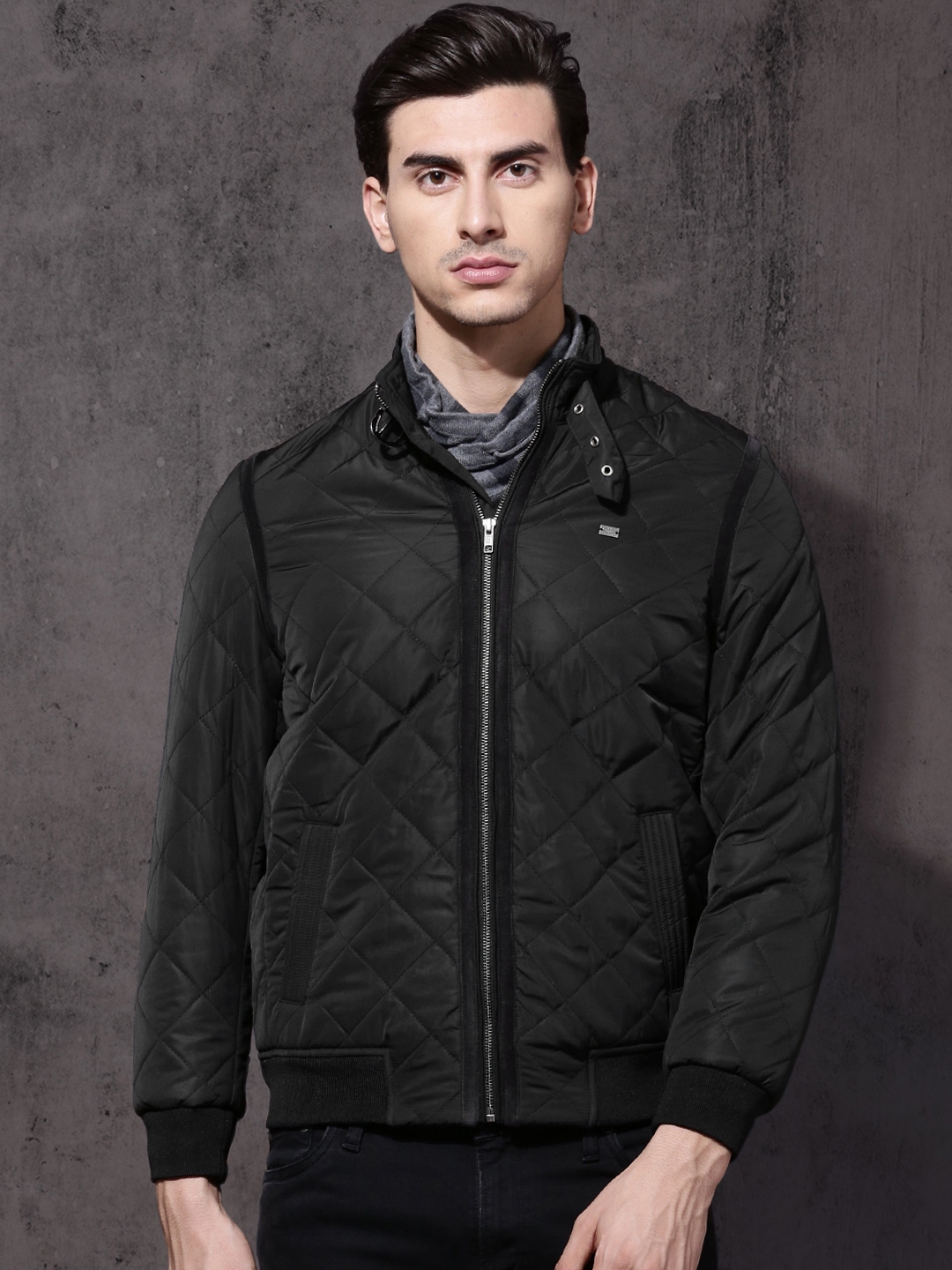 Mens black quilted on sale jacket