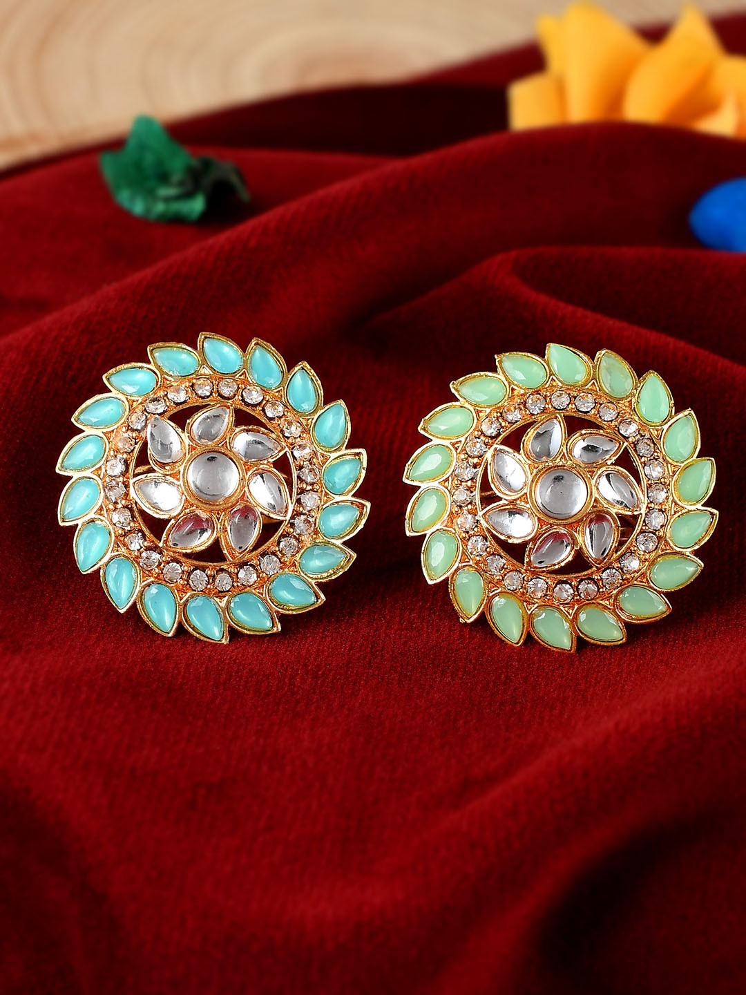 Silvermerc Designs Gold-Plated Gold Kundan Studded Adjustable Finger Rings