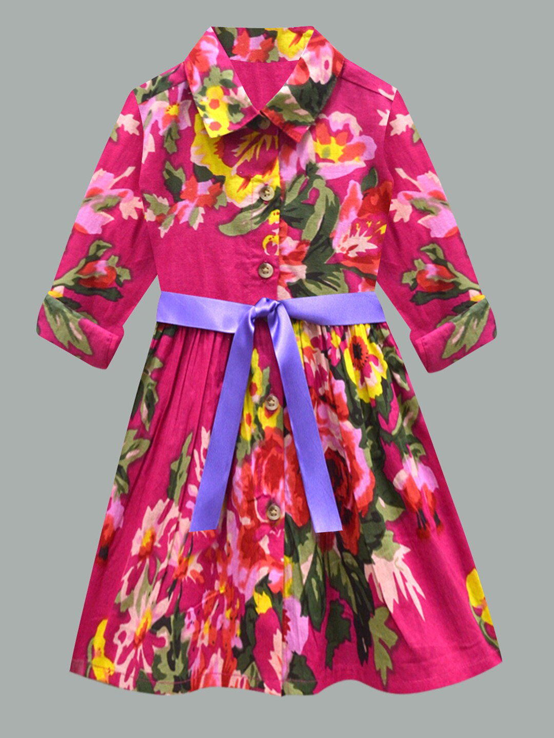 A T U N Fuchsia Floral Dress