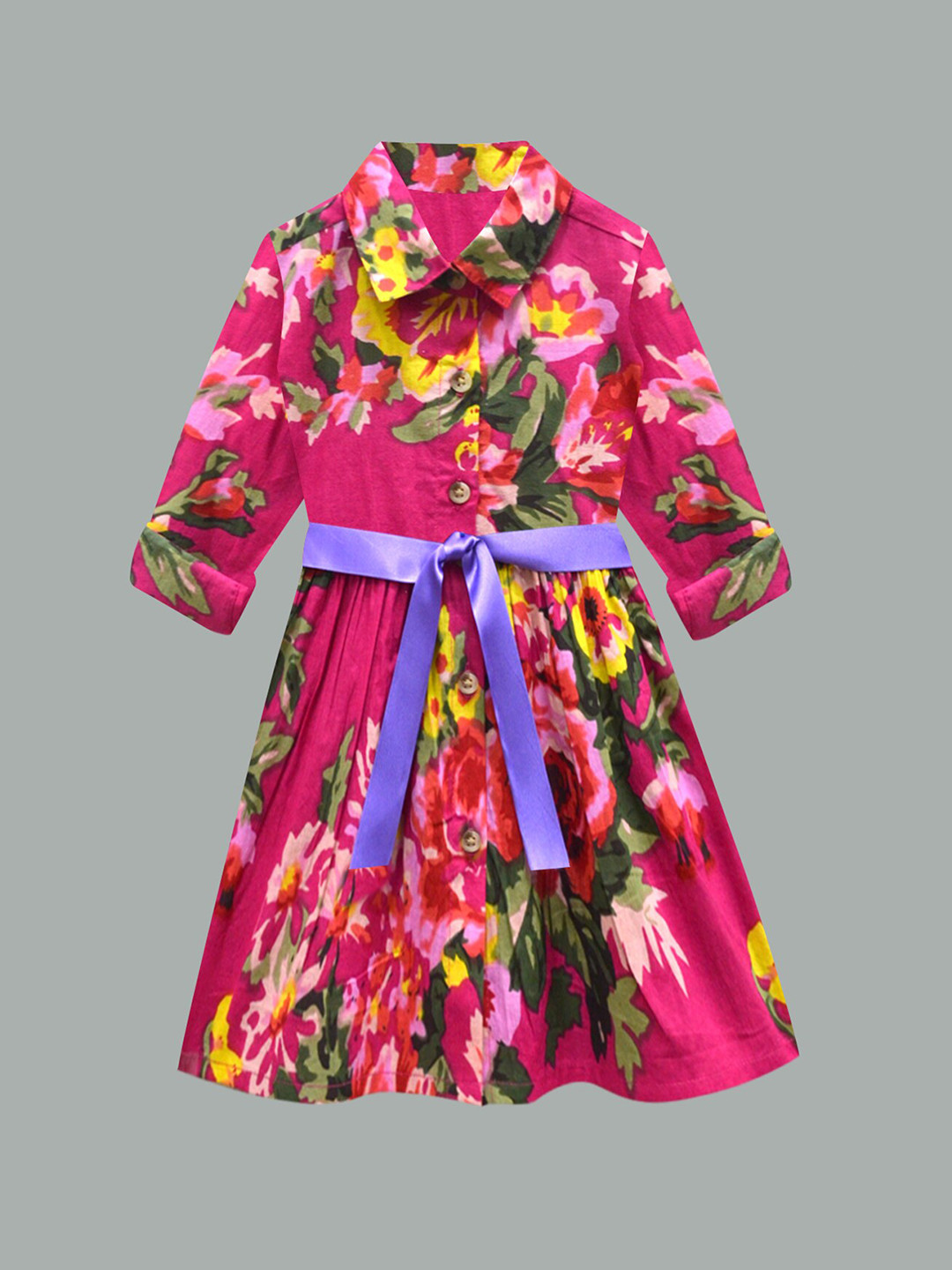 A T U N Fuchsia Floral Dress