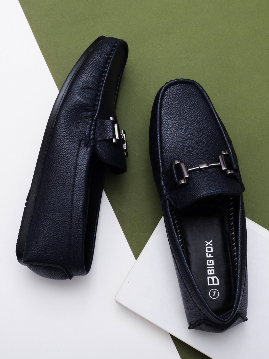 Big Fox Men Blue Textured Driving Shoes