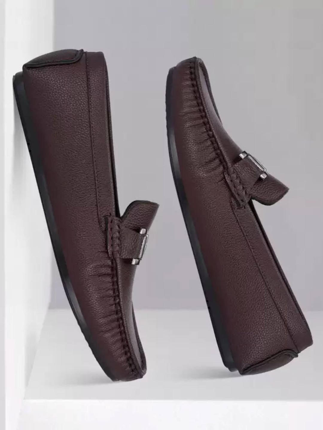 Big Fox Men Brown Textured Driving Shoes