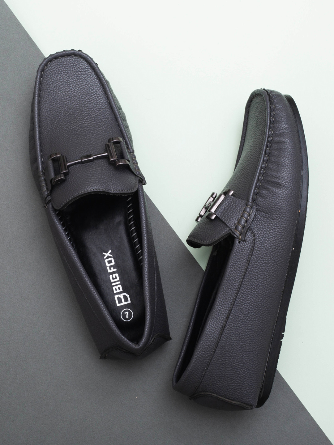 Big Fox Men Grey Textured Driving Shoes