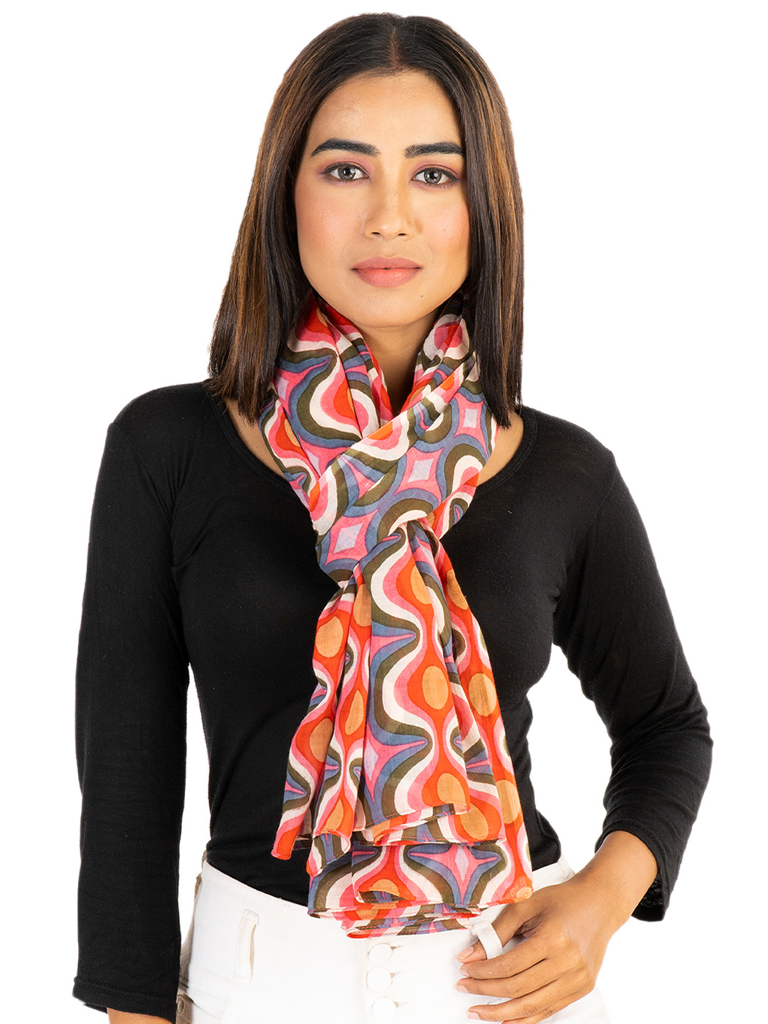AQVA Women Red & Purple Printed Scarf