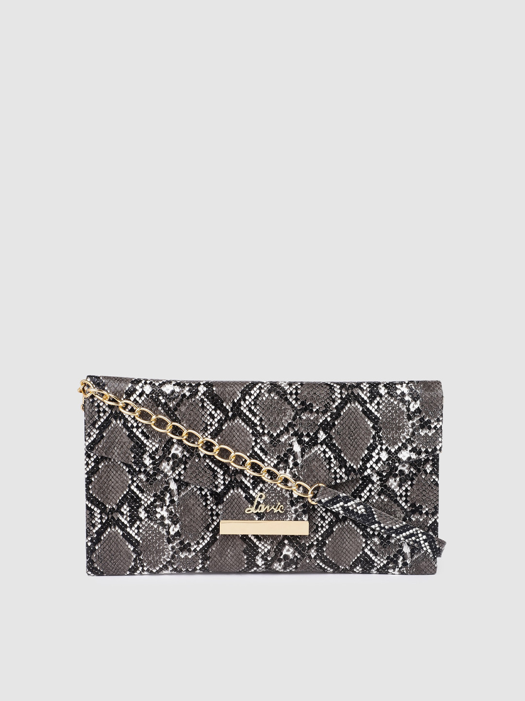 Lavie Ferry Grey Animal Textured Structured Party Sling Bag