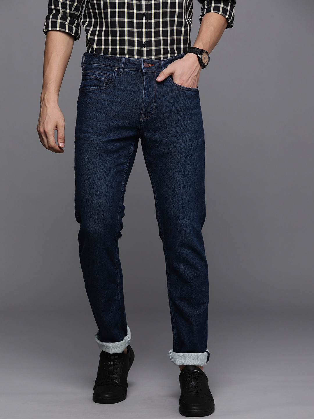 Louis Philippe Jeans Men Navy Blue Slim Fit Stretchable Jeans