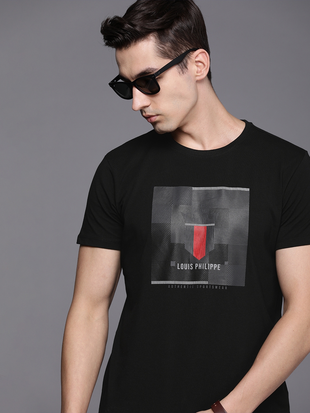 Buy Louis Philippe Sport Men Black Brand Logo Printed T Shirt - Tshirts for  Men 18762156