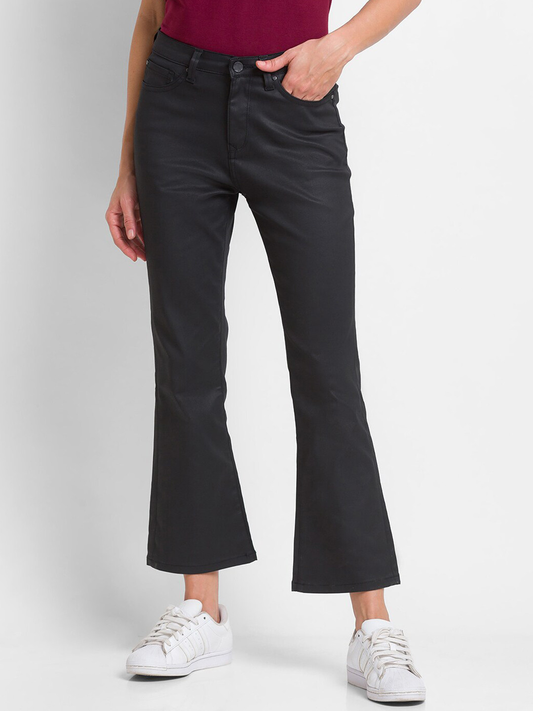 SPYKAR Women Black Elissa Flared High-Rise Jeans