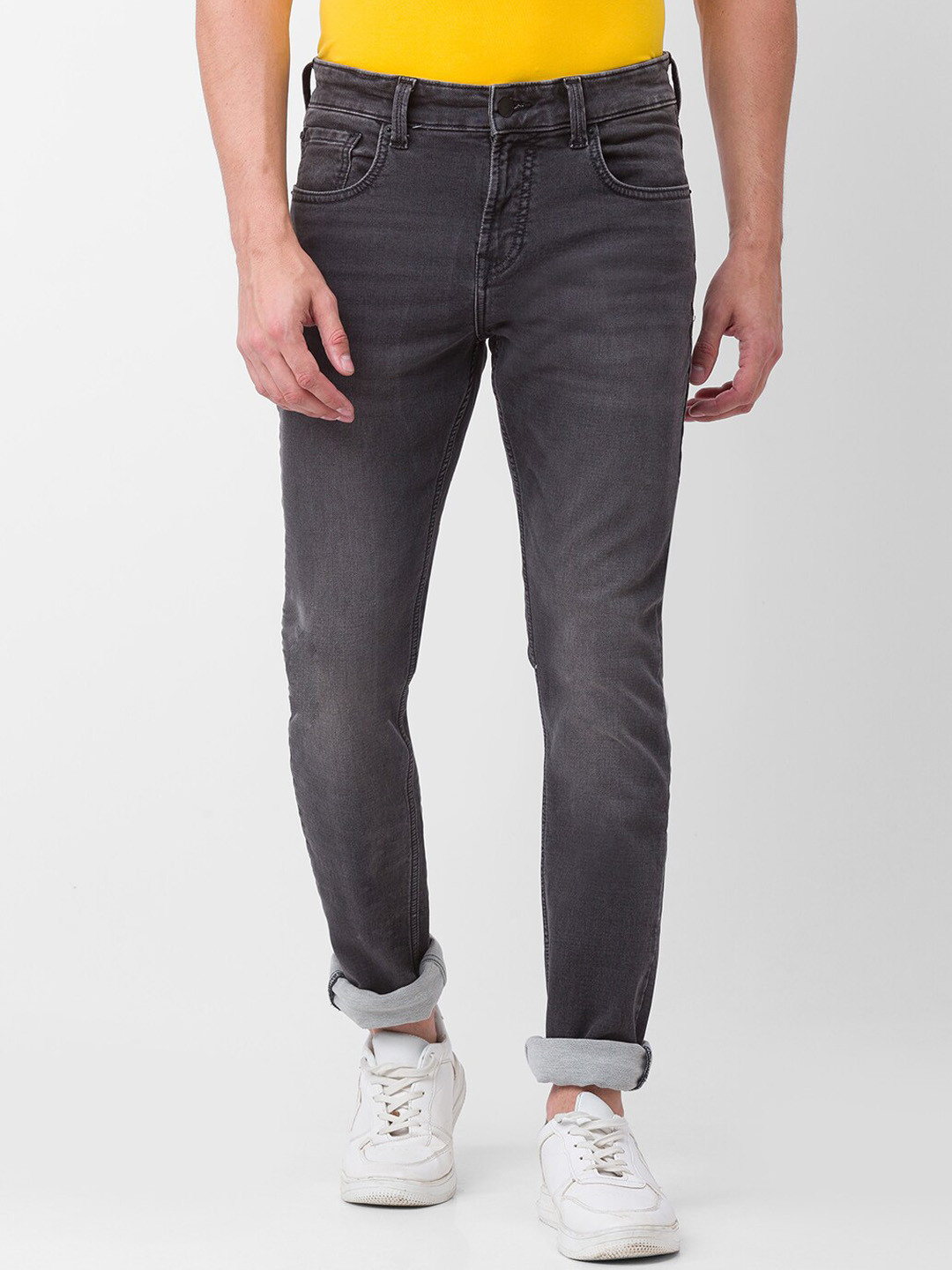 SPYKAR Men Grey Low Distress Light Fade Jeans