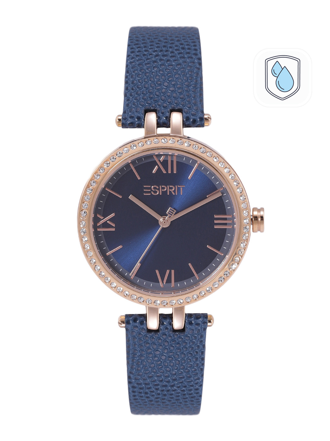 ESPRIT Women Blue Dial & Leather Straps Elena Analogue Watch ES1L377L0015