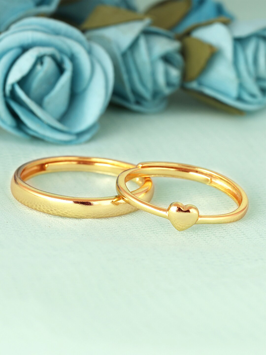 GIVA 925 Sterling Silver 18k Gold Plated Rise In Love Couple Rings