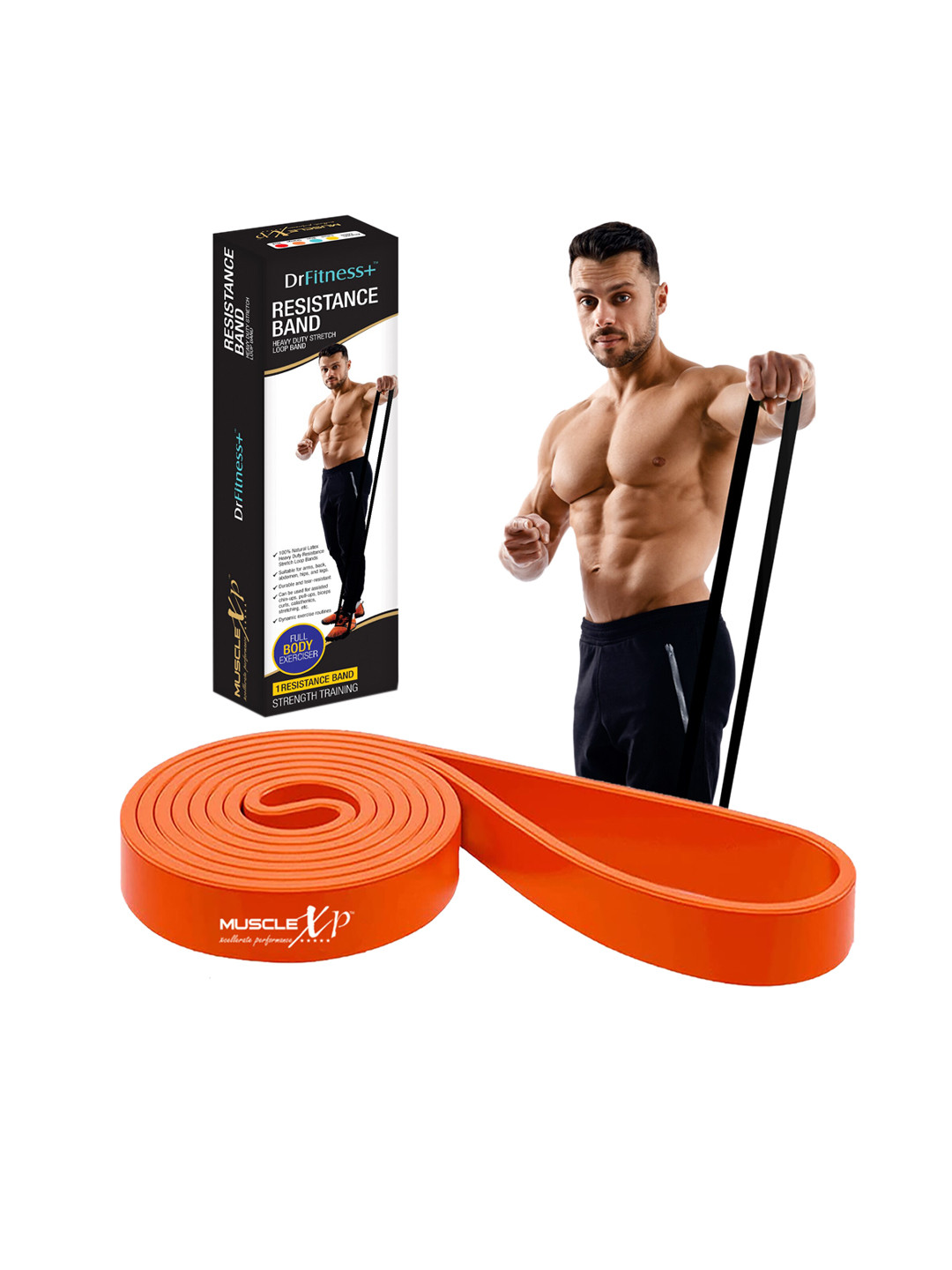 MUSCLEXP Orange Solid Loop Band Sports Accessories