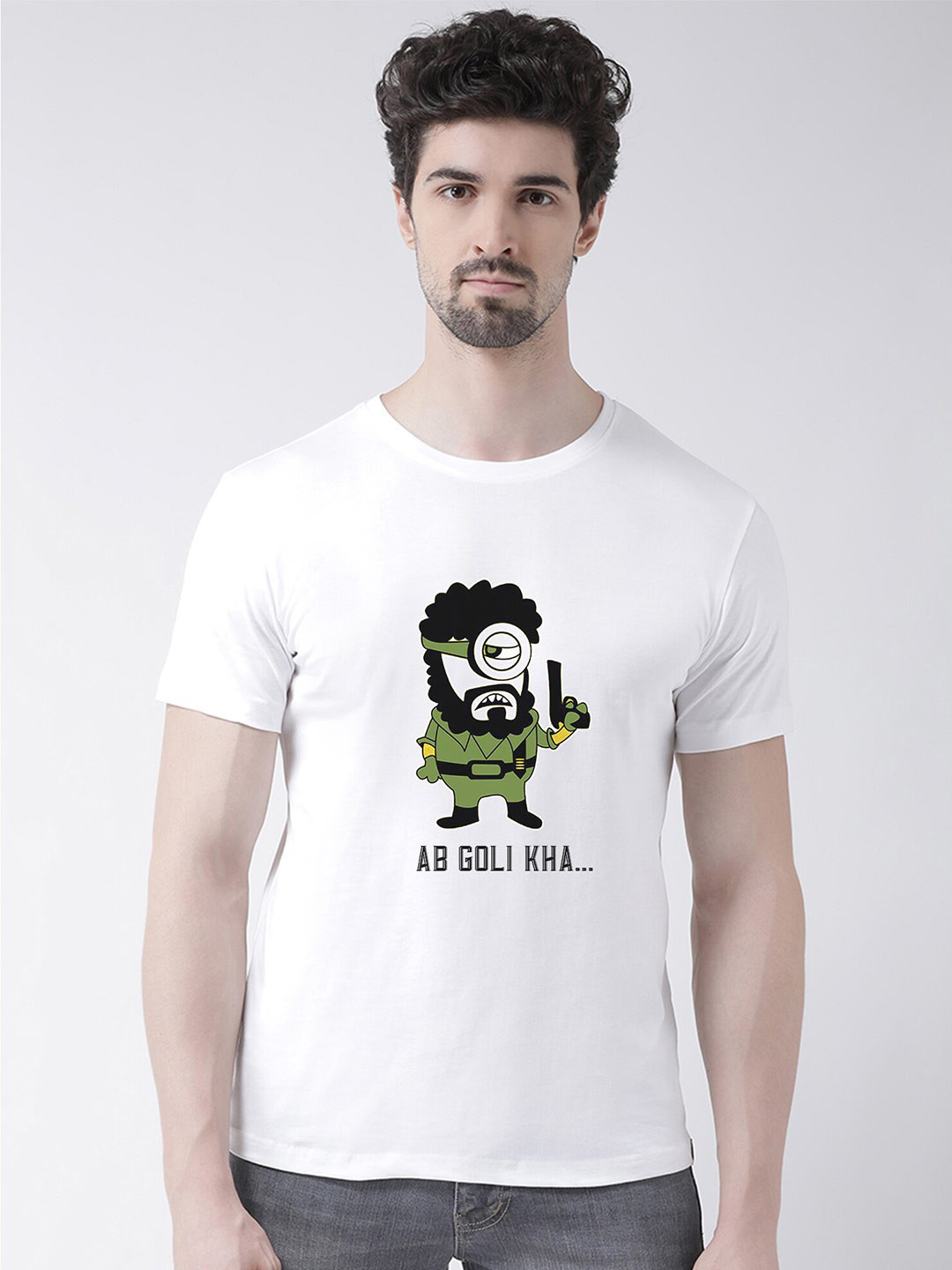 Friskers Men White & ghost white Printed Raw Edge T-shirt