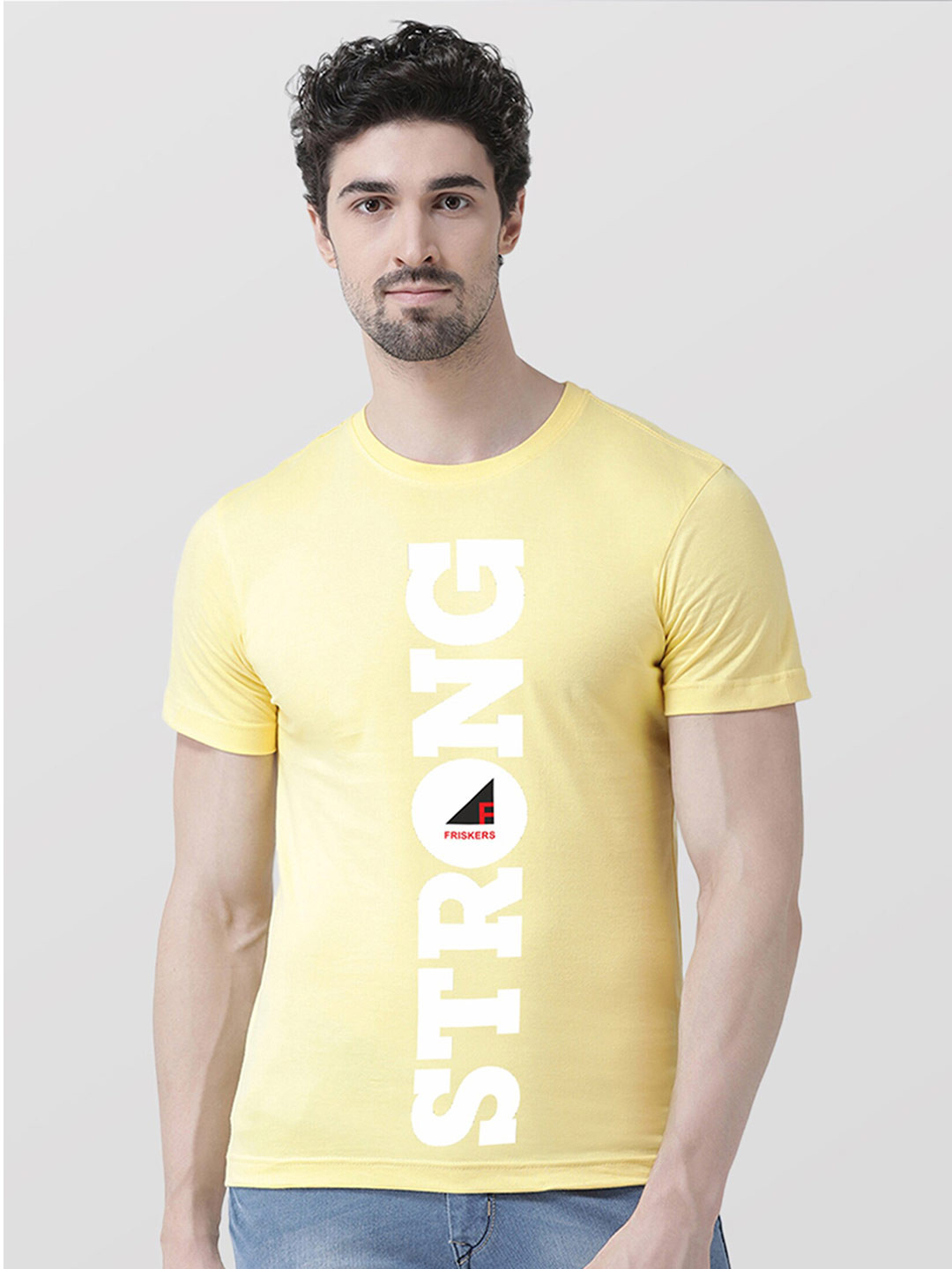 Friskers Men Yellow & transparent yellow Printed Raw Edge T-shirt