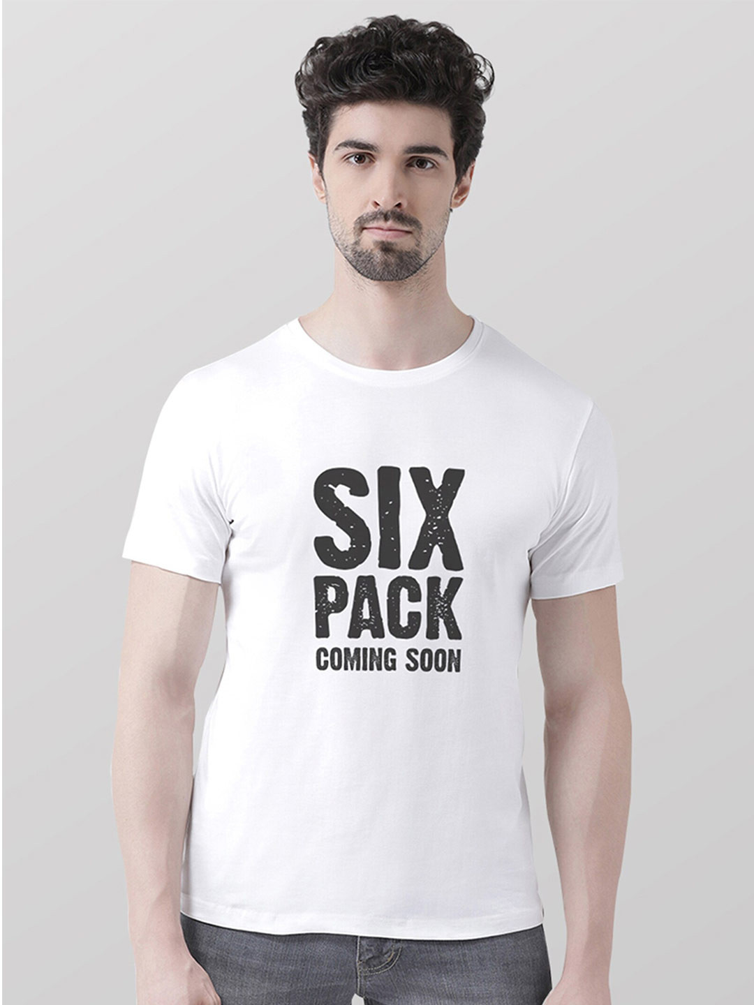 Friskers Men White & baby powder Typography Printed Applique T-shirt