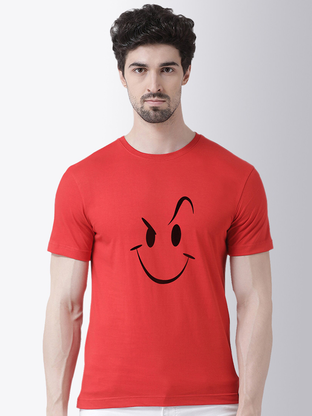 Friskers Men Red Checked Raw Edge T-shirt