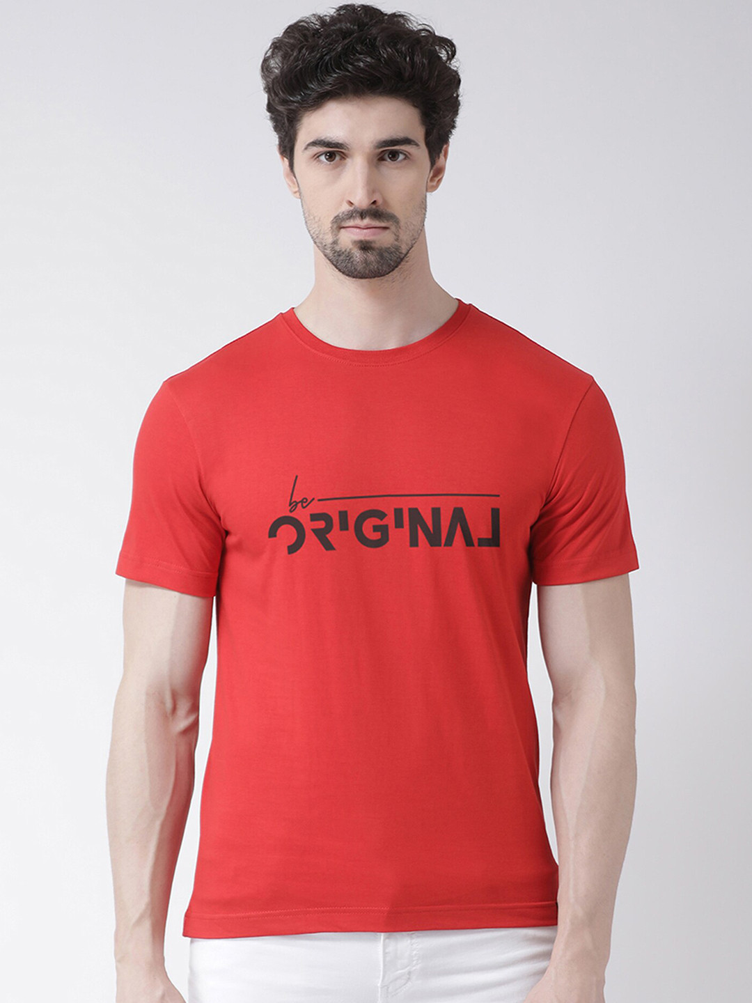 Friskers Men Red & imperial red Typography Printed Applique T-shirt