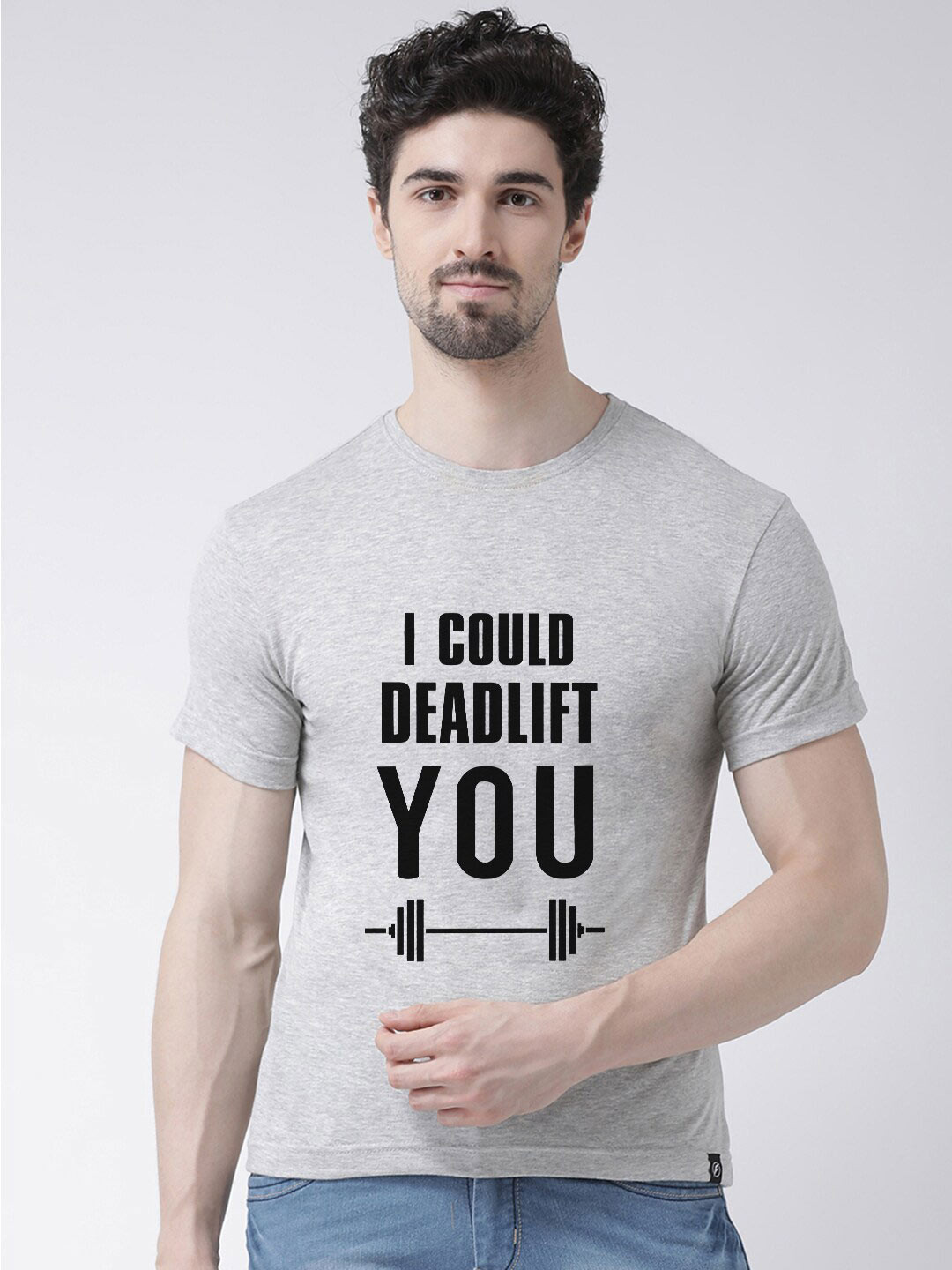 Friskers Men Grey & lunar rock Typography Printed Applique T-shirt