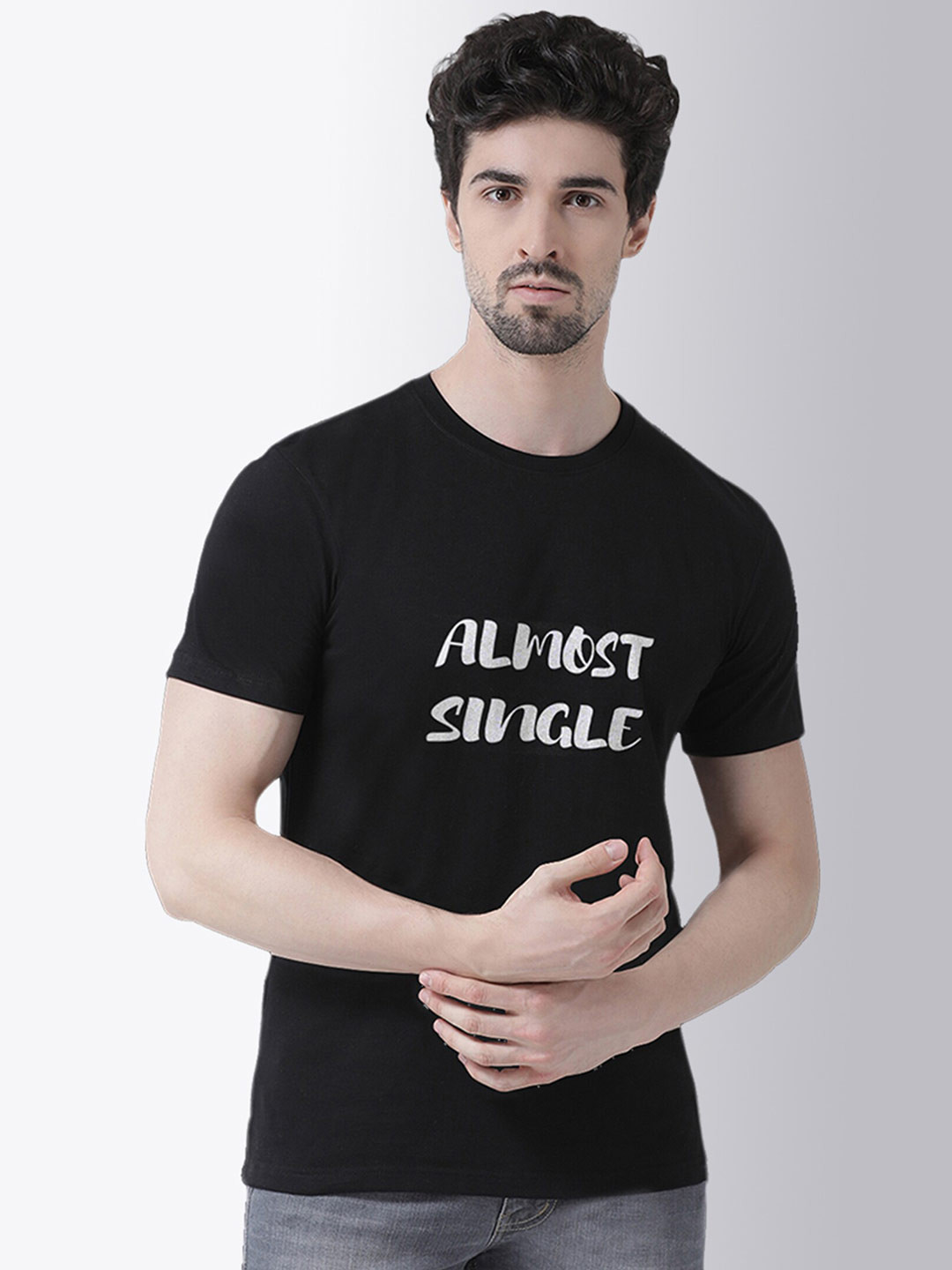 Friskers Men Black & french middle red purple Typography Printed T-shirt