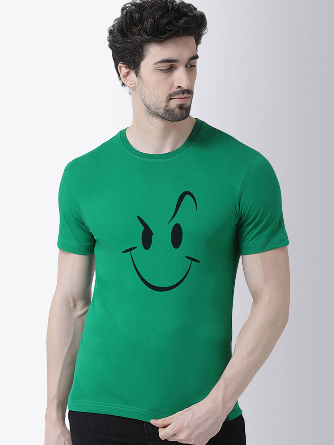 Friskers Men Green & emerald Printed Raw Edge T-shirt