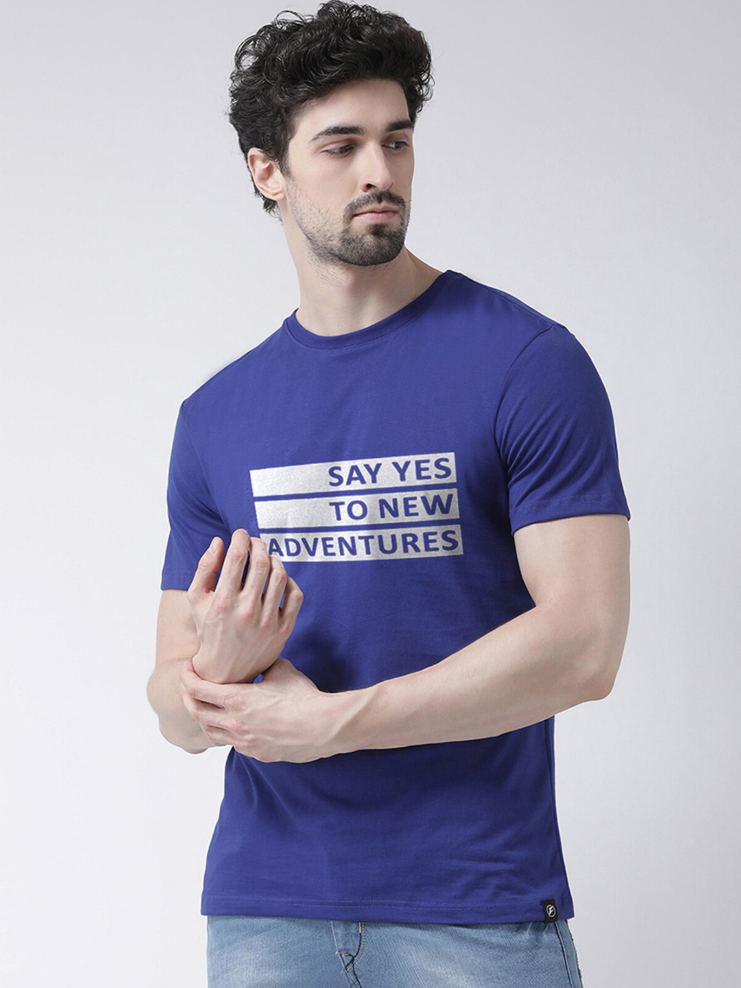 Friskers Men Blue & dark slate blue Typography Printed T-shirt