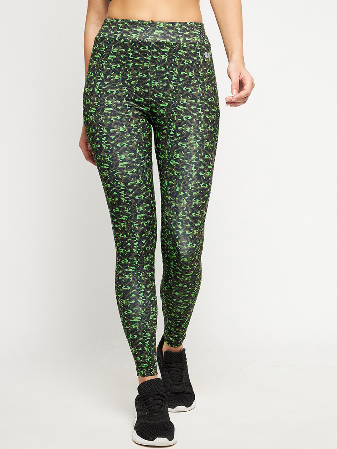 Clovia Women Camouflage Print Snug Fit High-Rise Active Ankle Length Tights