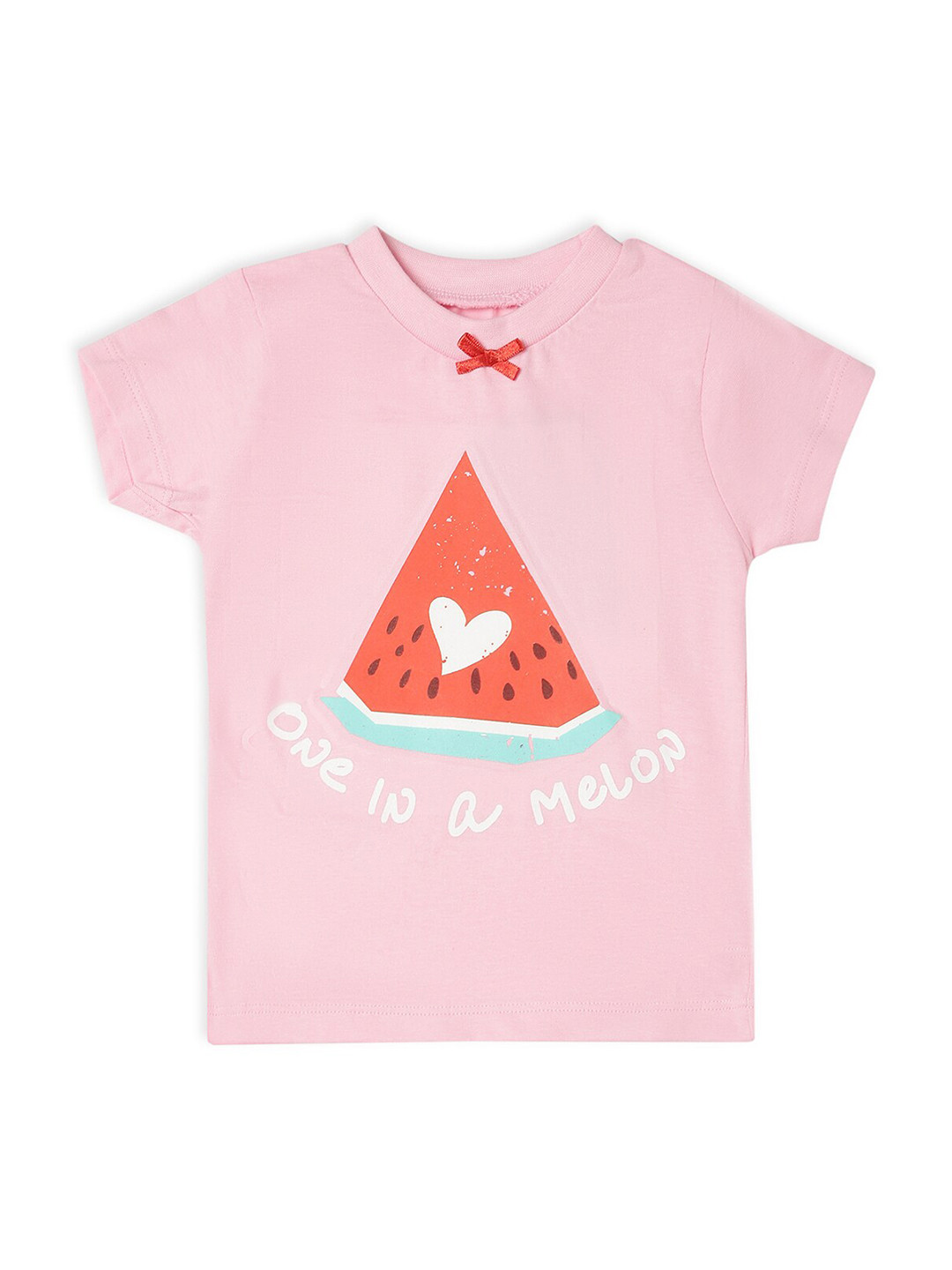 MiArcus Girls Pink Typography Printed V-Neck T-shirt