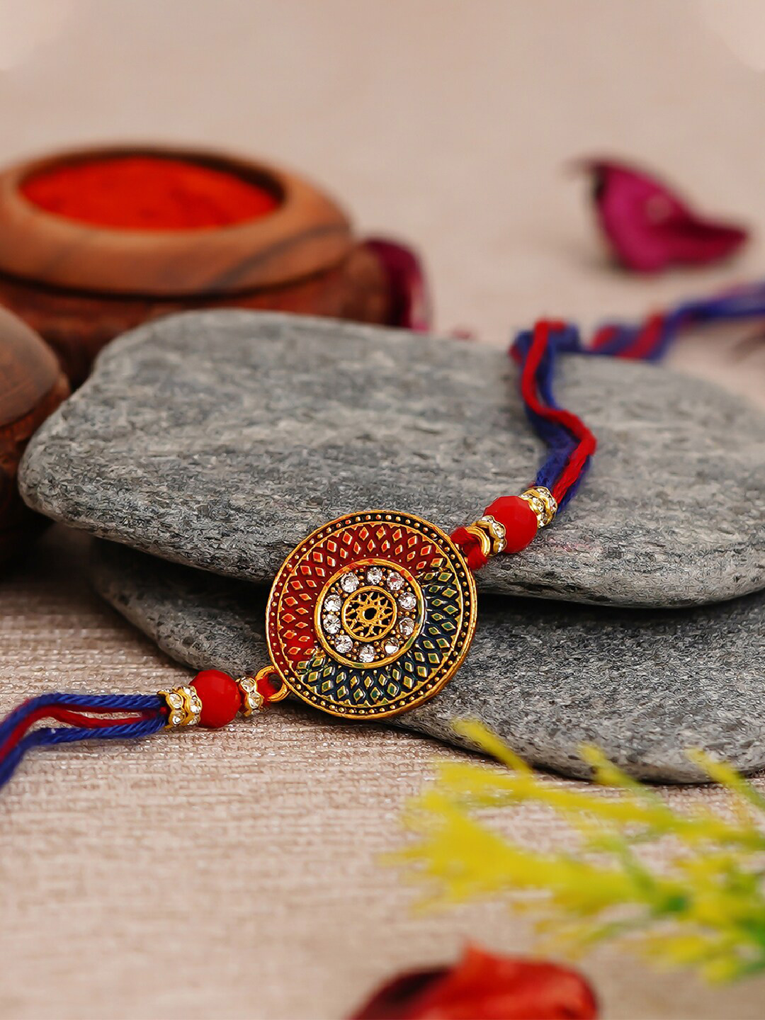 eCraftIndia Designer Rakhi and Roli Chawal Pack