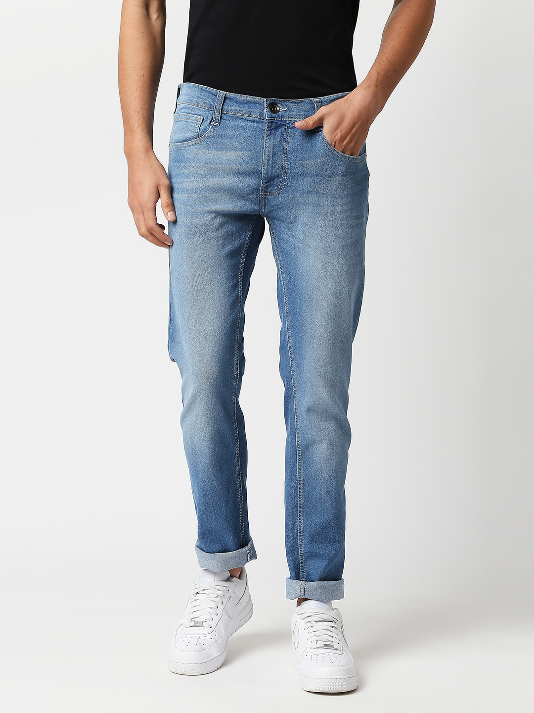 Pepe Jeans Men Blue Vapour Slim Fit Mid Rise Heavy Fade Stretchable Jeans