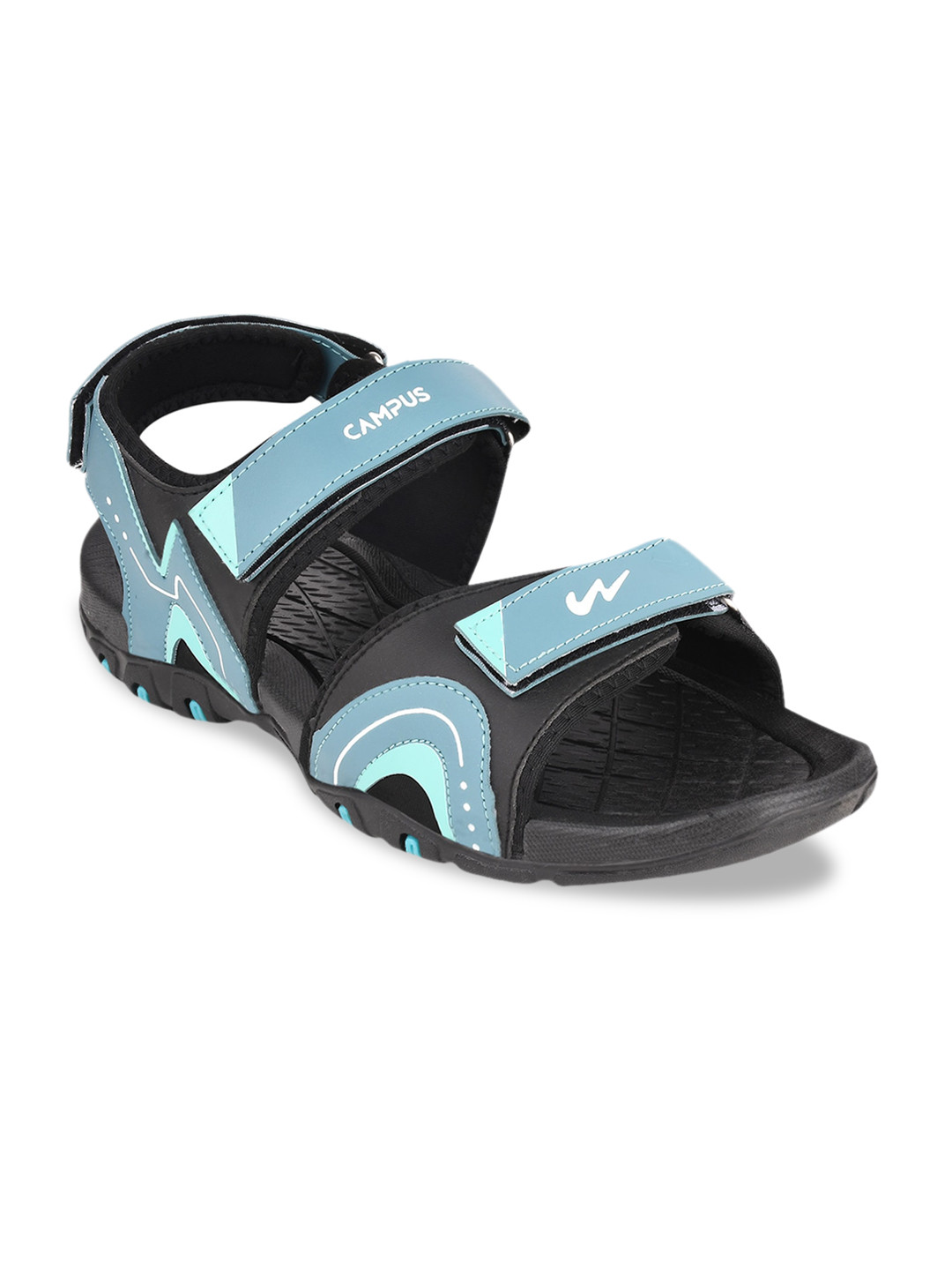 Campus Men CAMP PASHTO Black & Blue Printed Sports Sandals