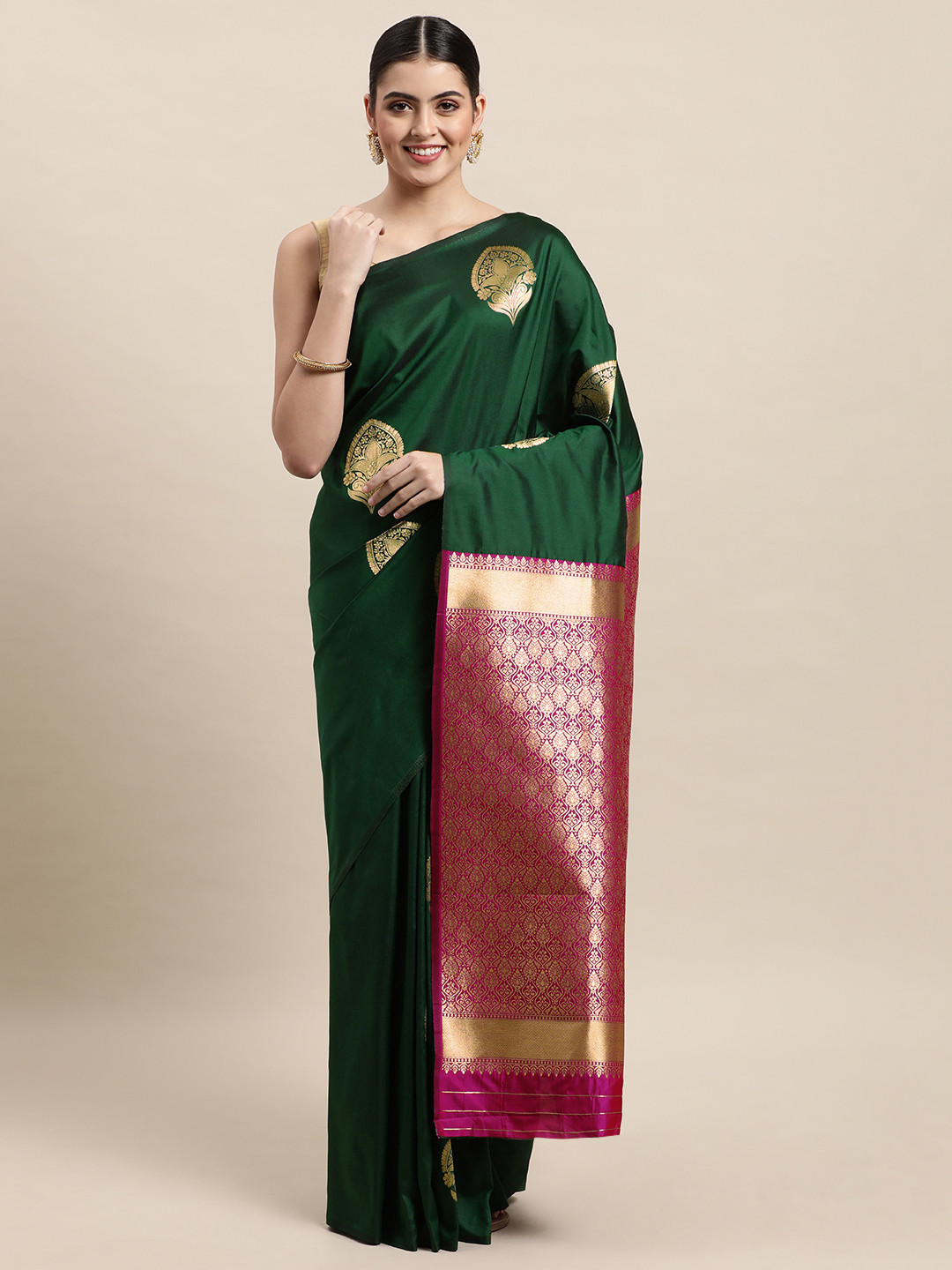 Royal Rajgharana Saree Green Woven Design Banarasi Saree