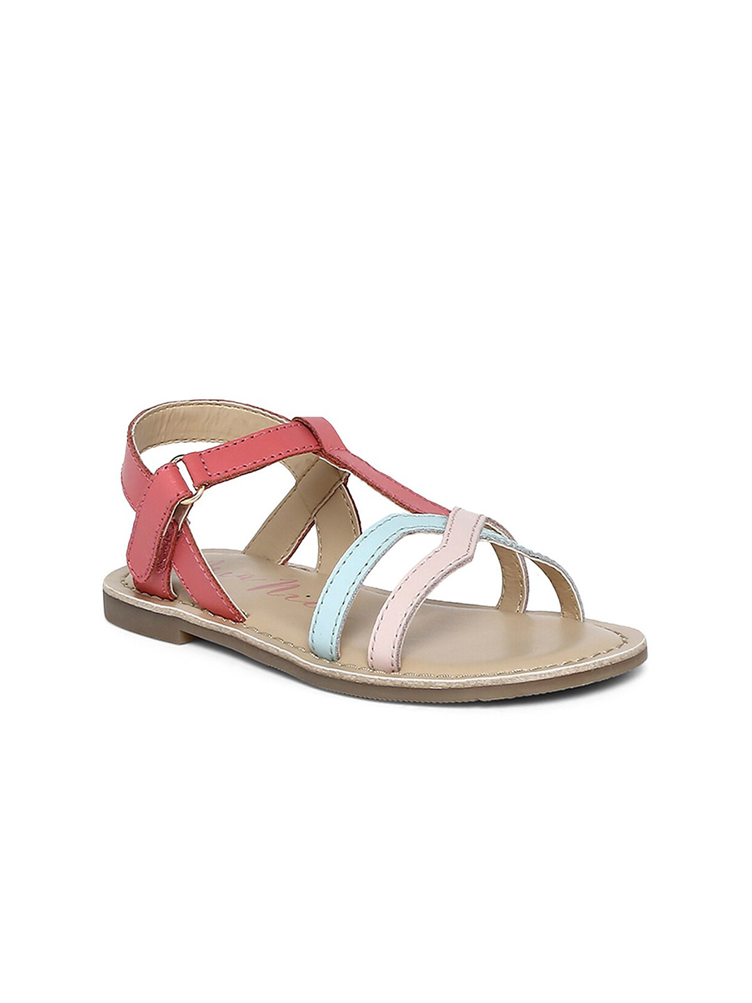 Aria Nica Girls Pink & Blue Leather Comfort Sandals