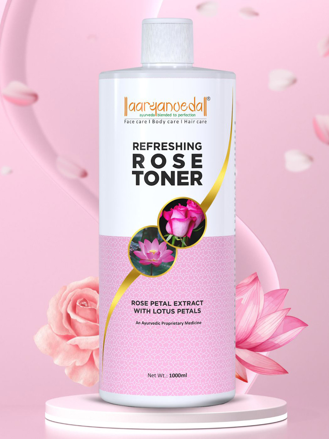 Aryanveda Face Hydration Rose Toner For Oil Control & Cleans Pores - 1000 ml