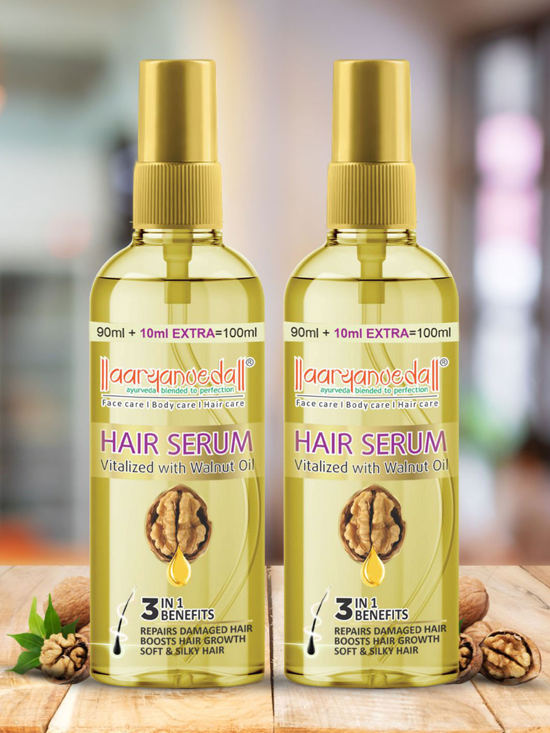 Aryanveda Set of 2 Hair Growth Serum with Walnut & Coconut Oil - 45 ml each
