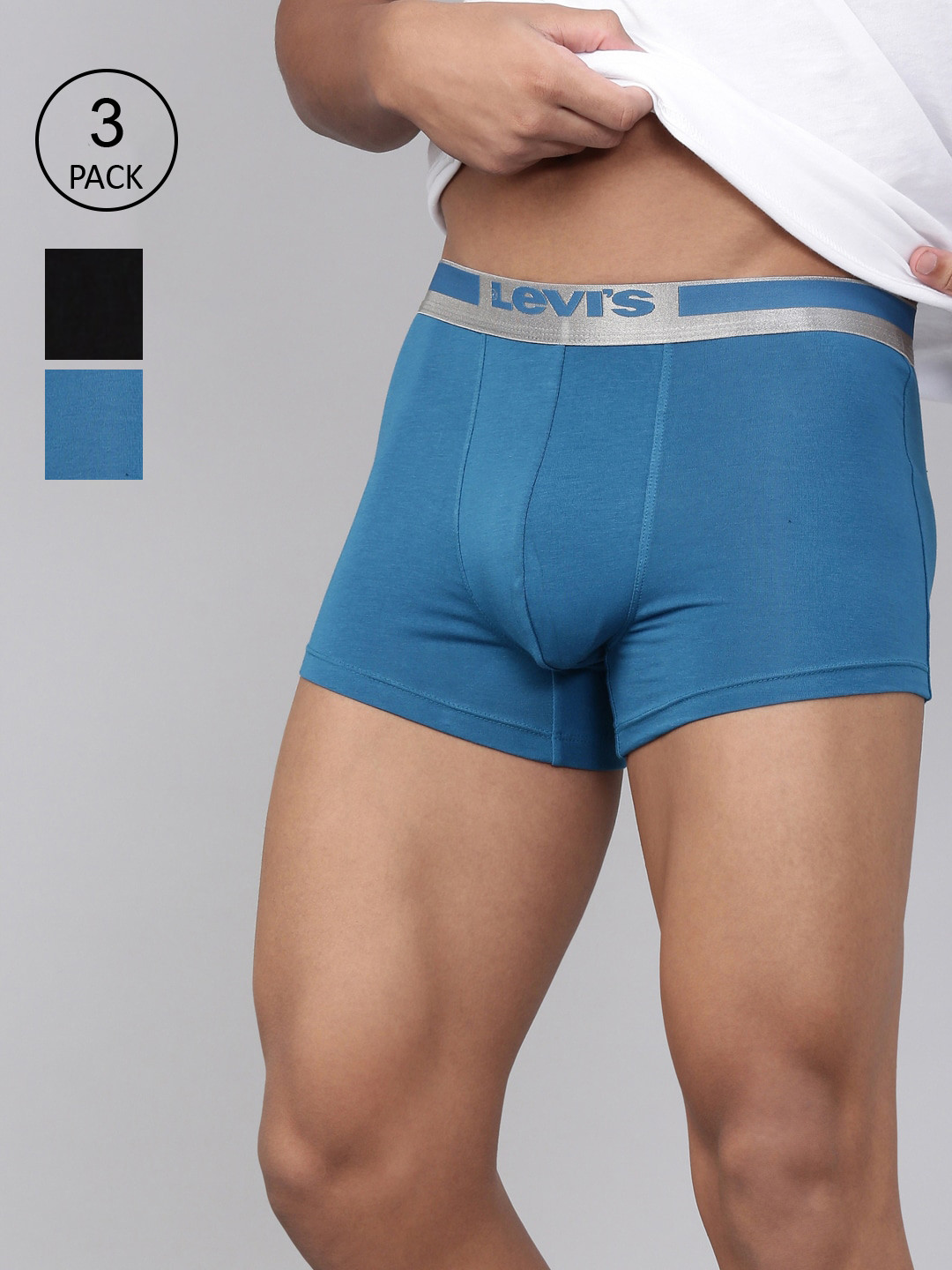 Levis Men Pak of 3 Solid Micro Modal Strech Supima Cotton Shorter Length Trunk