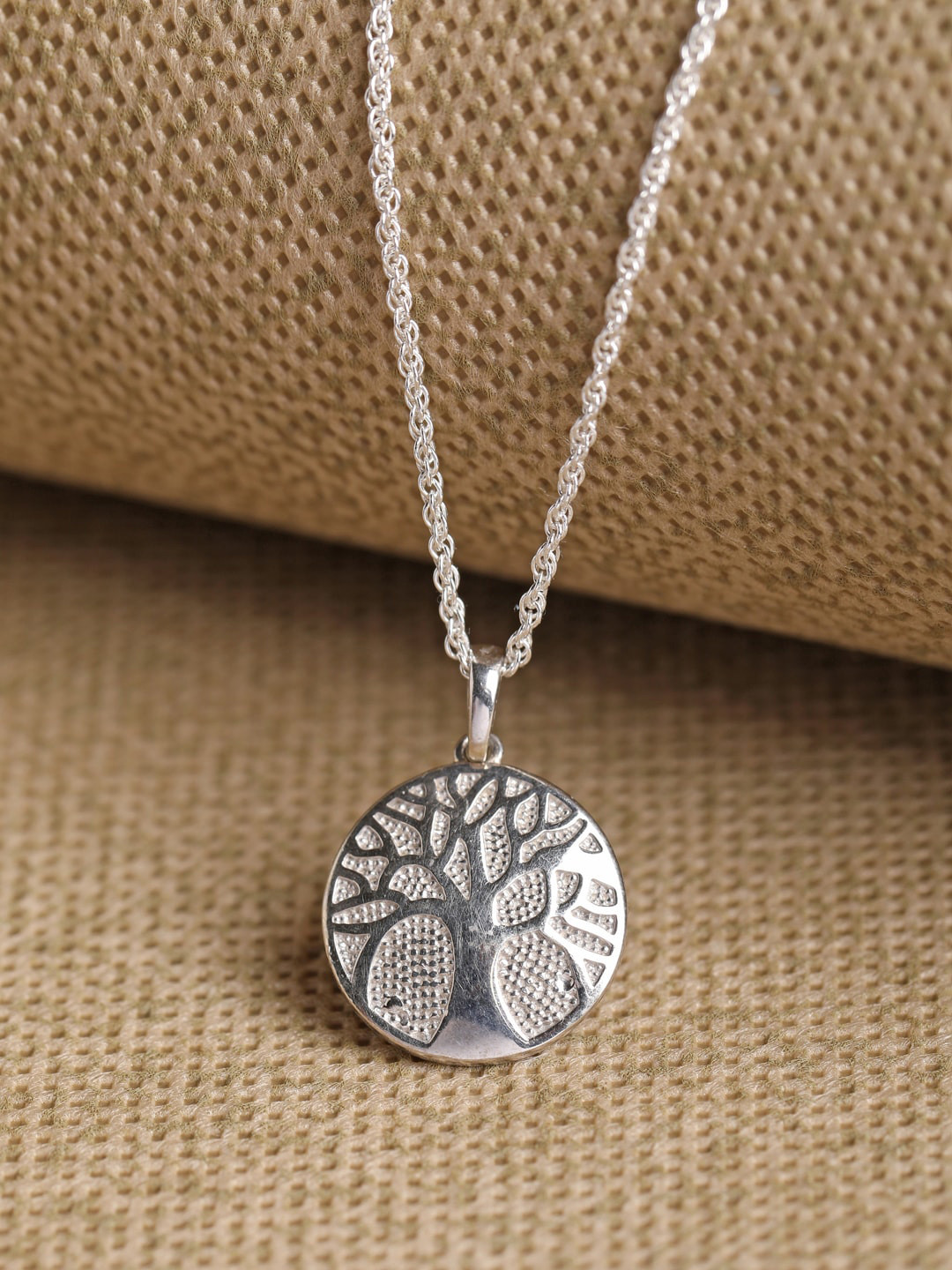 Clara Silver Rhodium-Plated Tree of Life Chain Pendant