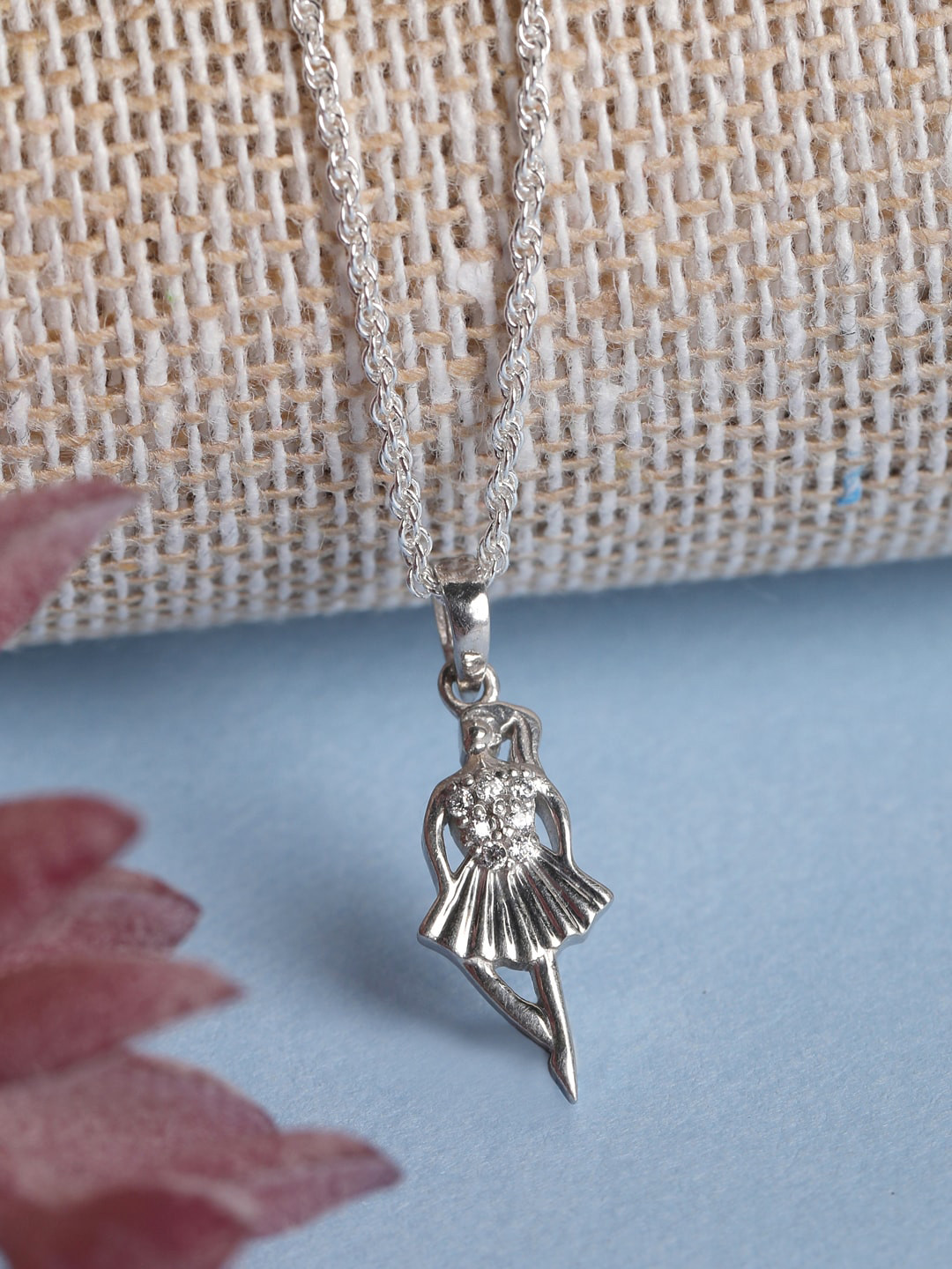 Clara 925 Silver Rhodium-Plated Princess Chain Pendant