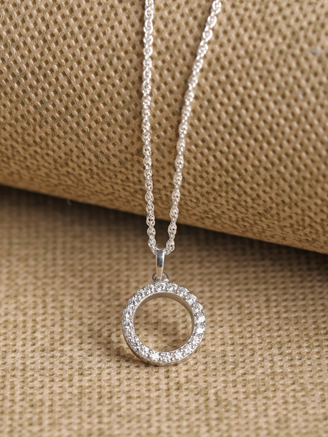 Clara 925 Silver Rhodium-Plated Circle of Life Chain Pendant