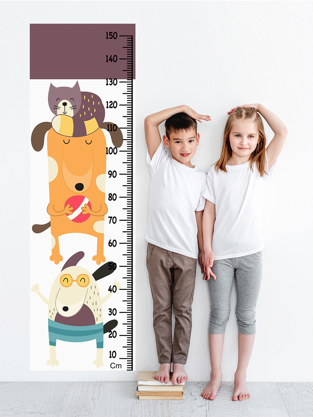 WENS Brown & Yellow Printed Cartoon Masti Height Chart Wall Decal