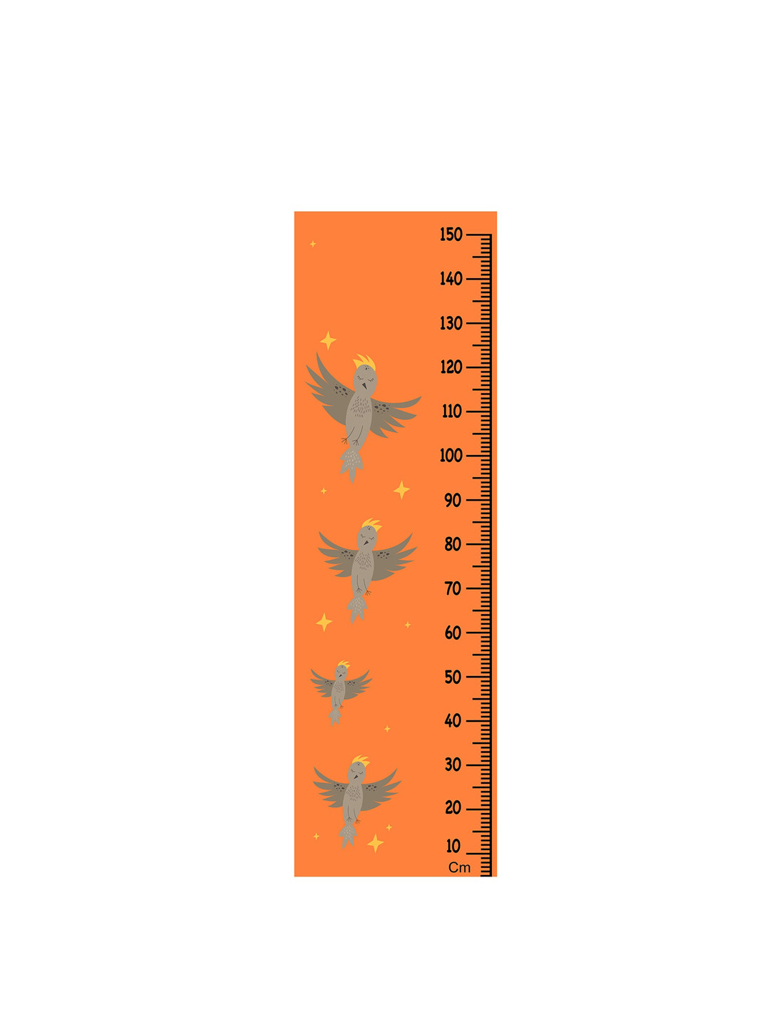 WENS Orange Colored & Grey Printed Flying Birds in Sky Height Chart Wall Decal