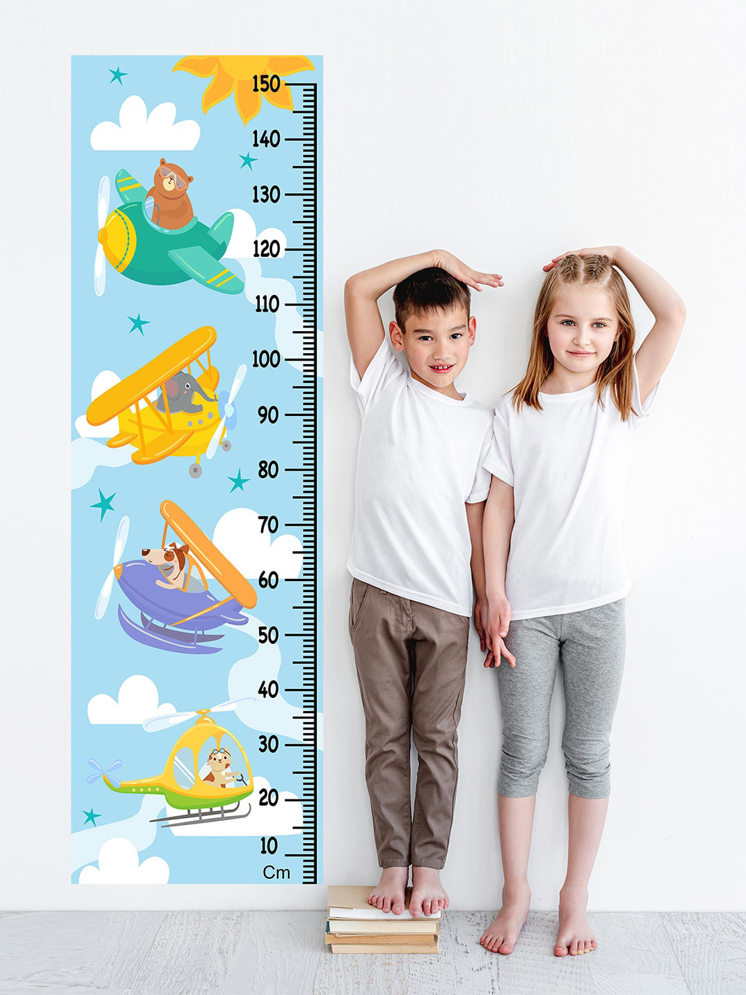 WENS Blue & Yellow Printed Animals Air Ride Height Chart Wall Decal