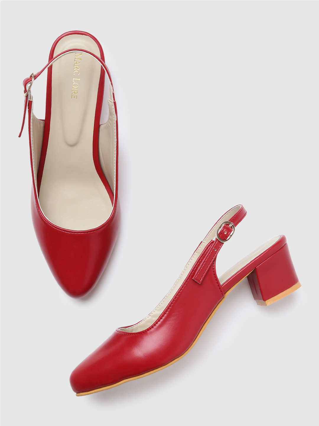Marc Loire Red PU Work Slingback Block Pumps