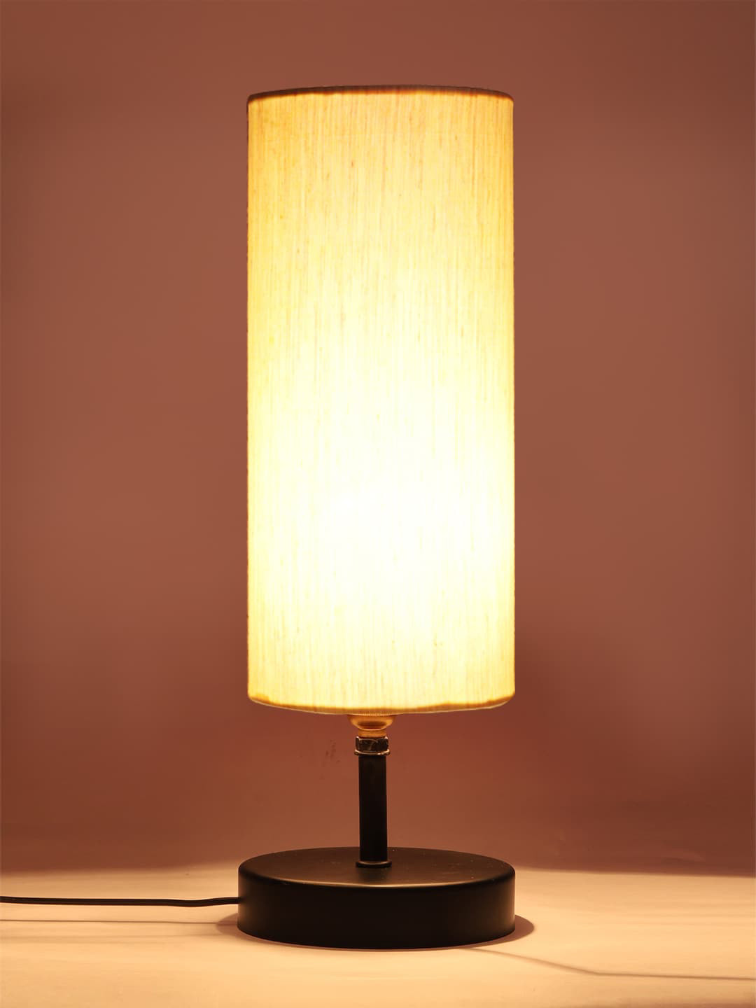 Devansh Off White Printed Iron Table Lamps